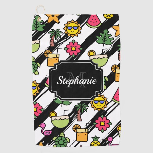 Tropisch patroon bevestigen golfhanddoek (Voorkant)