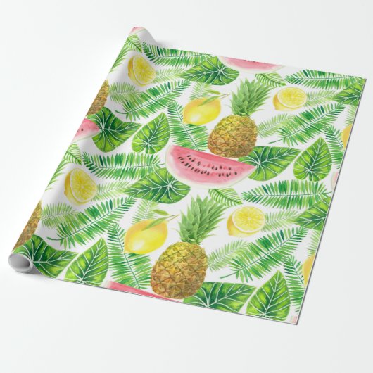 Tropisch patroon cadeaupapier (Uitgerold)