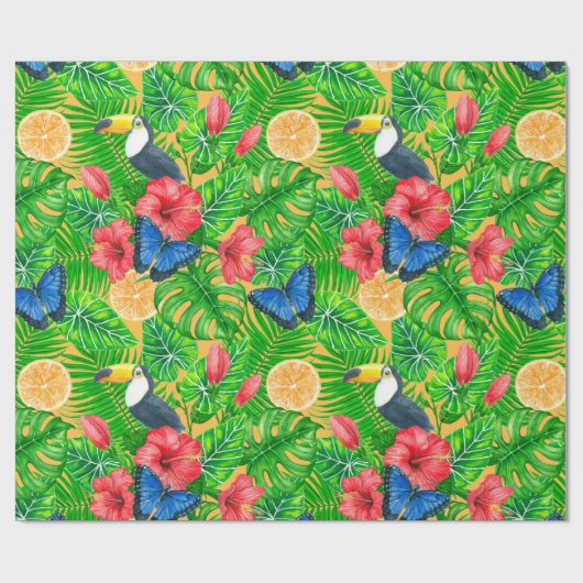 Tropisch patroon cadeaupapier (Vlak)