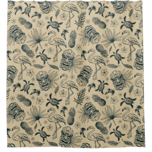  tropisch patroon douchegordijn (Voorkant)