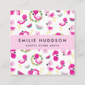 Tropisch patroon, Flamingo's, Dierenwinkel, Vogelw Vierkante Visitekaartje (Voorkant)