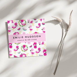 Tropisch patroon, Flamingo's, Dierenwinkel, Vogelw Vierkante Visitekaartje