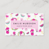 Tropisch patroon, Flamingo's, Dierenwinkel, Vogelw Visitekaartje (Voorkant)