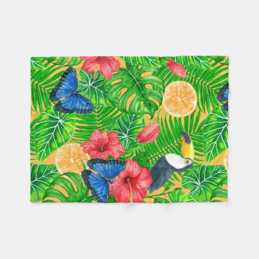 Tropisch patroon fleece deken (Voorkant (Horizontaal))