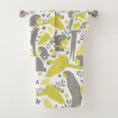 Tropisch patroon gele grijze ara-papegaai bad handdoek (Insitu)
