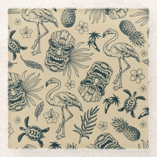  tropisch patroon glazen onderzetter (Voorkant)