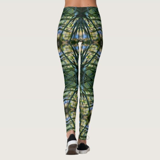 Tropisch Patroon Groene Boho Chic Leggings (Achterkant)