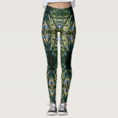 Tropisch Patroon Groene Boho Chic Leggings (Voorkant)