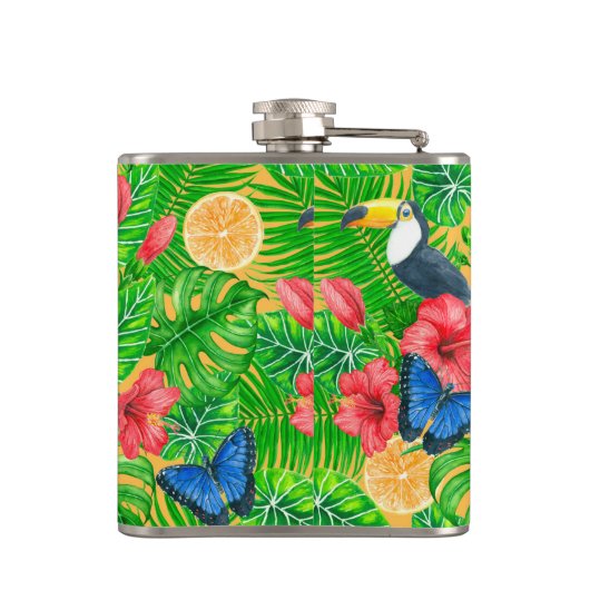 Tropisch patroon heupfles (Achterkant)