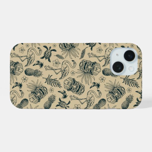  tropisch patroon iPhone 15 case (Achterkant horizontaal)