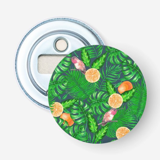 Tropisch patroon, kolibrie button flesopener (Voorkant)