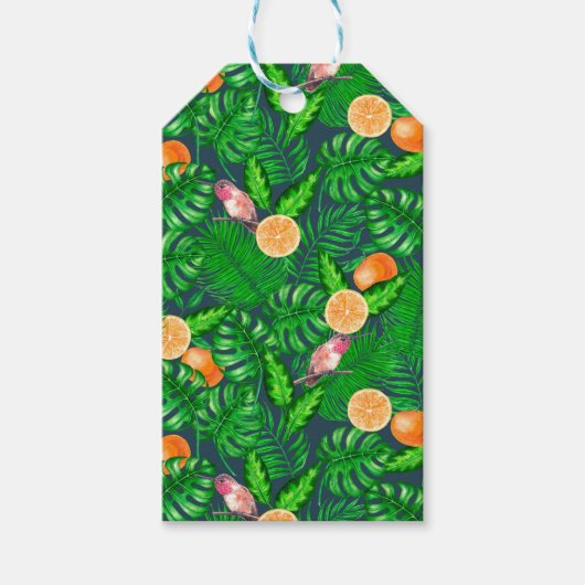 Tropisch patroon, kolibrie cadeaulabel (Voorkant)