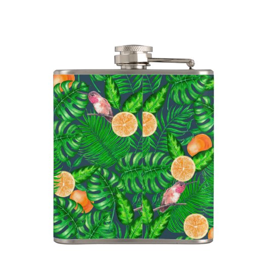 Tropisch patroon, kolibrie heupfles (Achterkant)