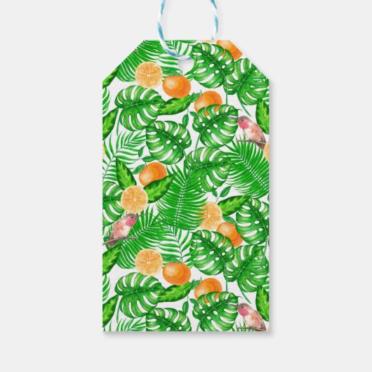 Tropisch patroon, kolibrie II Cadeaulabel (Achterkant)