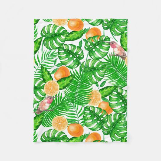 Tropisch patroon, kolibrie II Fleece Deken (Voorkant)