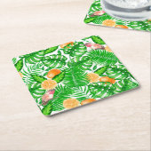 Tropisch patroon, kolibrie II Kartonnen Onderzetters (Schuin)
