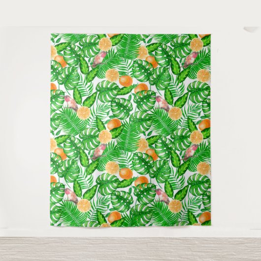 Tropisch patroon, kolibrie II Wandkleed (Voorkant)