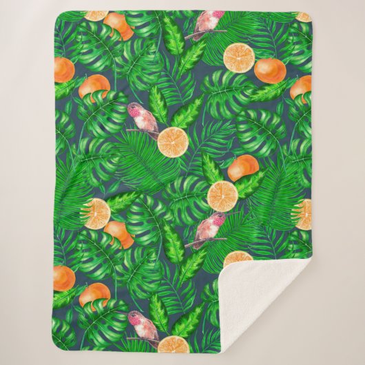 Tropisch patroon, kolibrie sherpa deken (Voorkant)