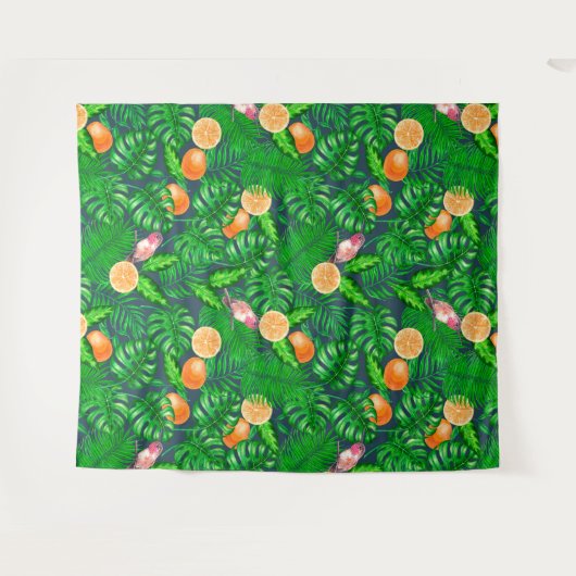 Tropisch patroon, kolibrie wandkleed (Voorkant (horizontaal))