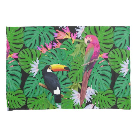 Tropisch patroon kussensloop (Voorkant-Rechts)