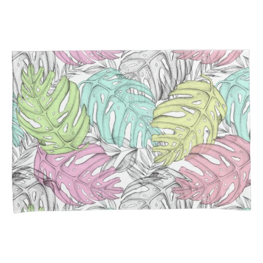 Tropisch patroon kussensloop (Voorkant-Rechts)