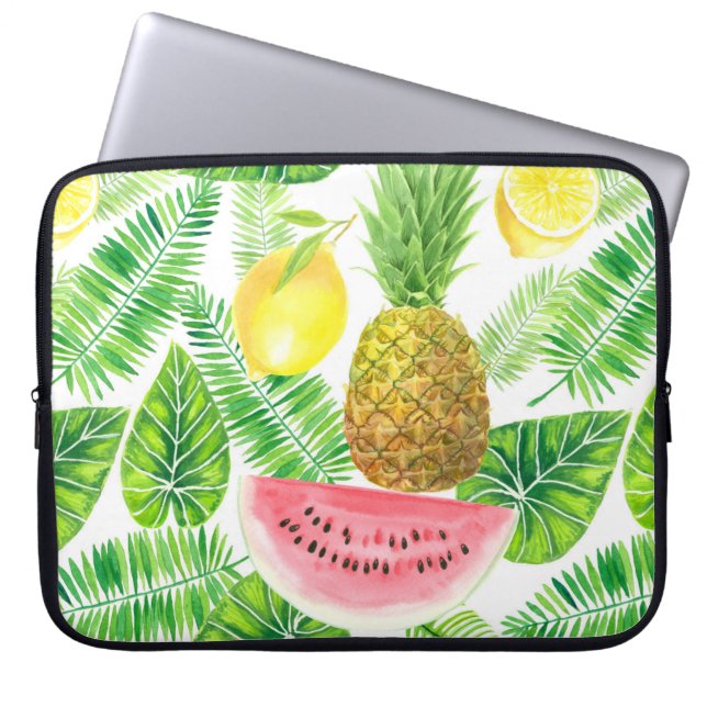 Tropisch patroon laptop sleeve (Voorkant)
