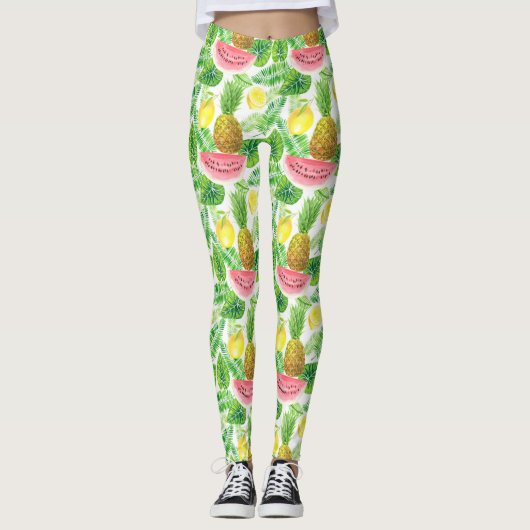 Tropisch patroon leggings (Voorkant)