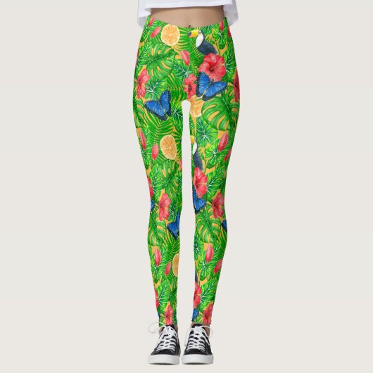 Tropisch patroon leggings (Voorkant)