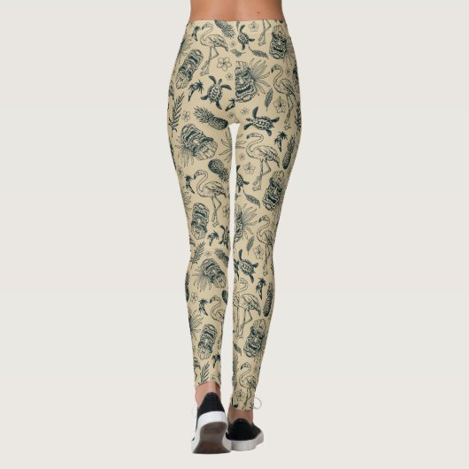 tropisch patroon leggings (Achterkant)
