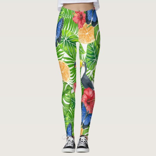 Tropisch patroon leggings (Voorkant)