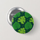 Tropisch patroon met de bladeren van liana en mons ronde button 5,7 cm (Voorkant /achterkant)