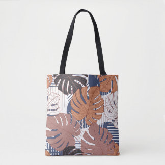 Tropisch patroon met exotische monstera verlaat na tote bag