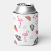 Tropisch patroon met flamingo's. blikjeskoeler (Blikje Achterkant)