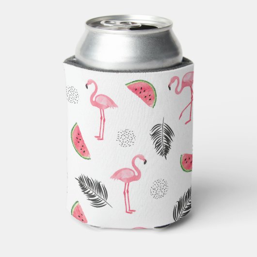 Tropisch patroon met flamingo's. blikjeskoeler (Blikje Achterkant)