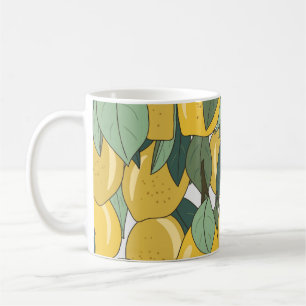 Tropisch patroon met gele citroenen. koffiemok
