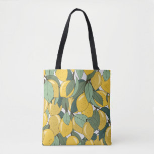 Tropisch patroon met gele citroenen. tote bag