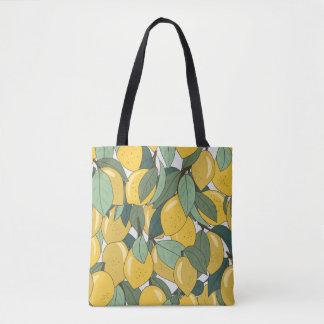 Tropisch patroon met gele citroenen. tote bag