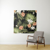 tropisch patroon met hibiscus bloemen en wandkleed (In situ)