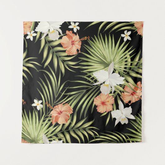 tropisch patroon met hibiscus bloemen en wandkleed (Voorkant)