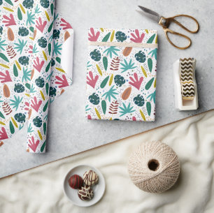 Tropisch patroon met kleurrijke bladeren cadeaupapier