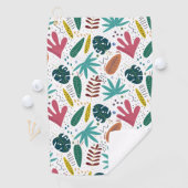Tropisch patroon met kleurrijke bladeren golfhanddoek (Insitu)