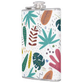 Tropisch patroon met kleurrijke bladeren heupfles (Links)