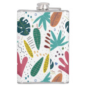 Tropisch patroon met kleurrijke bladeren heupfles (Achterkant)