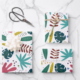 Tropisch patroon met kleurrijke bladeren inpakpapier vel