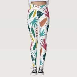 Tropisch patroon met kleurrijke bladeren leggings