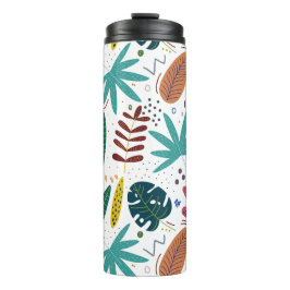 Tropisch patroon met kleurrijke bladeren thermosbeker