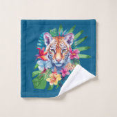 Tropisch patroon met luipaard, bladeren en bloemen bad handdoek (Wasdoekje)