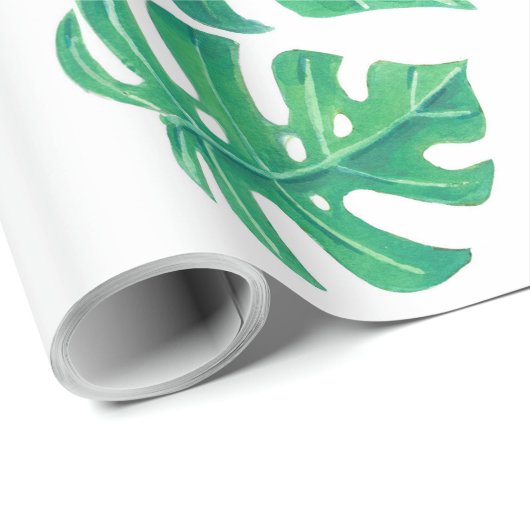 Tropisch patroon met monstera-bladeren cadeaupapier (Rol Hoek)