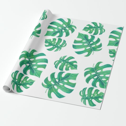 Tropisch patroon met monstera-bladeren cadeaupapier (Uitgerold)