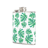 Tropisch patroon met monstera-bladeren heupfles (Links)